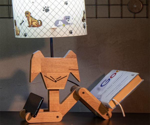 AtelierNovus Gece Lambası & Masa Lambası Ahşap Köpek Tasarımlı Çok Fonksiyonlu